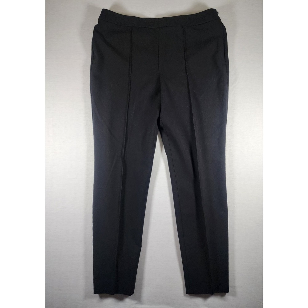 Talbots High-Waist Skinny Ankle Pants Womens 12 Black Side Zip JO3069‎
